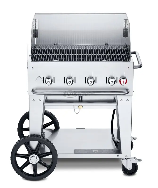 Crown Verity 28”x21” Natural Gas Portable Outdoor BBQ Grill/Charbroiler with Windguard Package CV-MCB-30WGP-NG