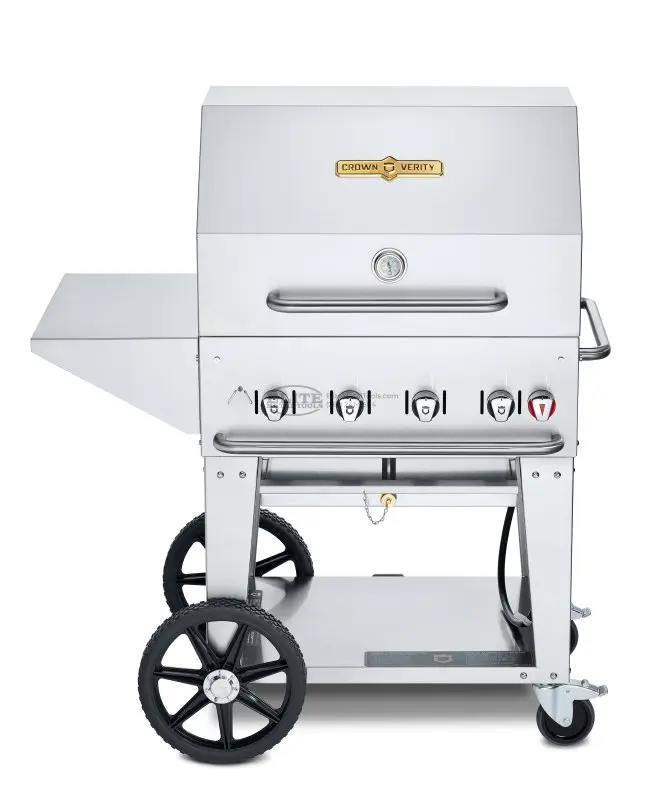 Crown Verity 28”x21” Liquid Propane Portable Outdoor BBQ Grill/Charbroiler with Mobile Grill Package CV-MCB-30PKG