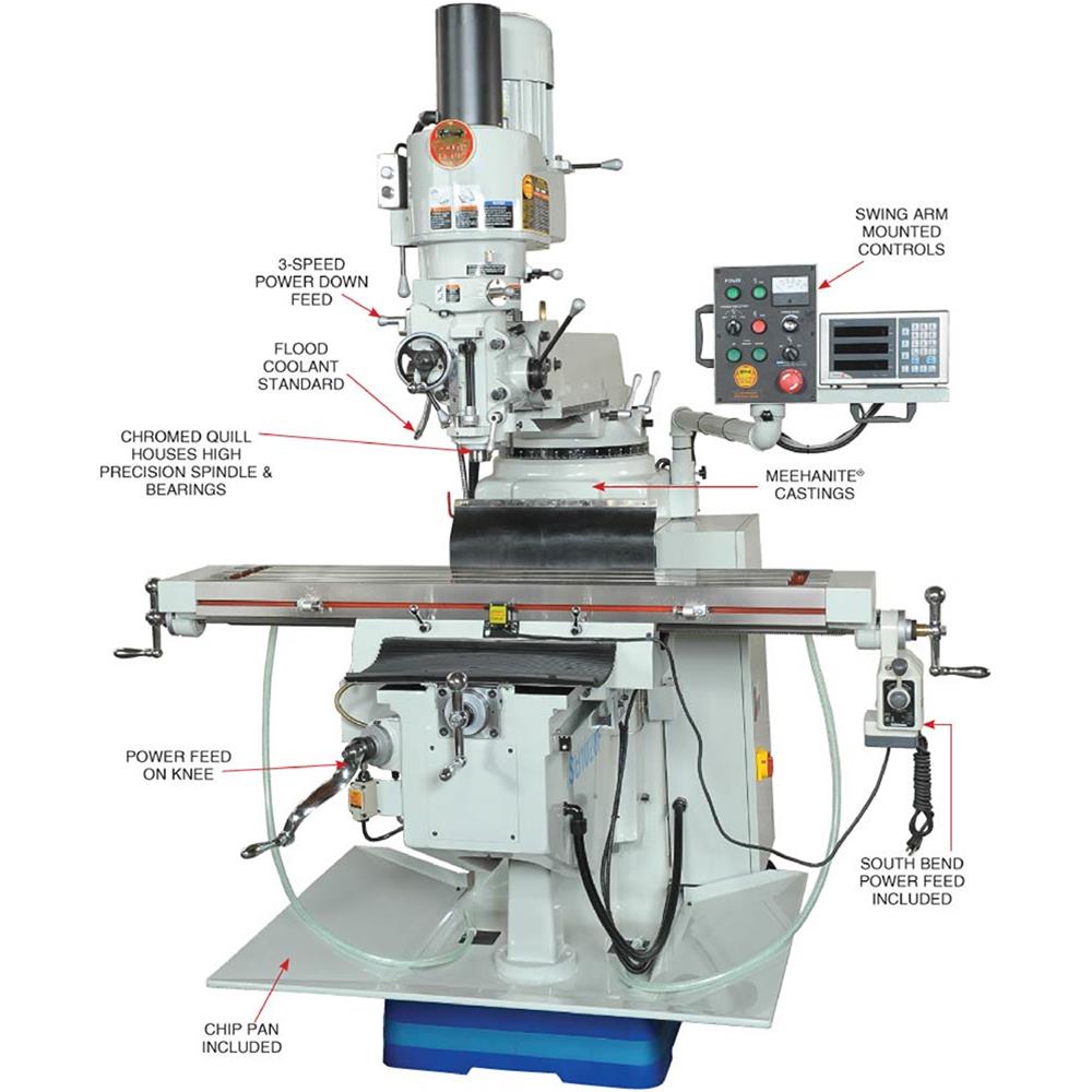 South Bend 10" x 54" Vertical Mill with DRO SB1028F Elite Metal Tools